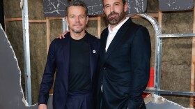 FILE - Matt Damon, left, and Ben Affleck attend the world premiere of "The Rip" at Alice Tully Hall, on Jan. 13, 2026, in New York. (Photo by CJ Rivera/Invision/AP, File)