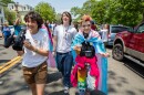 Guilford, CT - Cameron Celotto, 16, (left) marches with his friends, (L to R) Koda Patton, 15, and Lyric Albo, 16, in the Town of Guilford's first ever Pride Festival and Parade. The festival was organized by Cameron's mom, Sarah Cellotto. The festival included show tunes performed by cabaret performer Schuyler Beeman as well as food trucks, speakers and other entertainment.