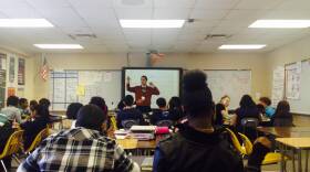Thomas Hakim teachers his eighth grade math class at Northview Middle School in Washington Township.
