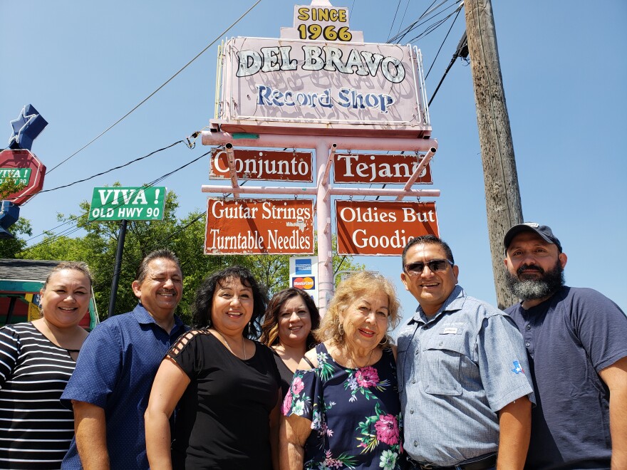 Del Bravo Records, Cultural Heritage District on San Antonio's West Side. From left, Diane Campa, Rudy Gutierrez, Irma Gutierrez, Debbie Gutierrez, Diamantina Gutierrez, Javier Gutierrez and Sergio Gutierrez all help run the store.