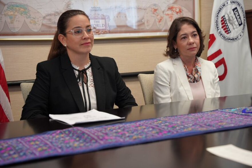 Berta Valle (left) and Victoria Cardenas in Washington D.C. this month.