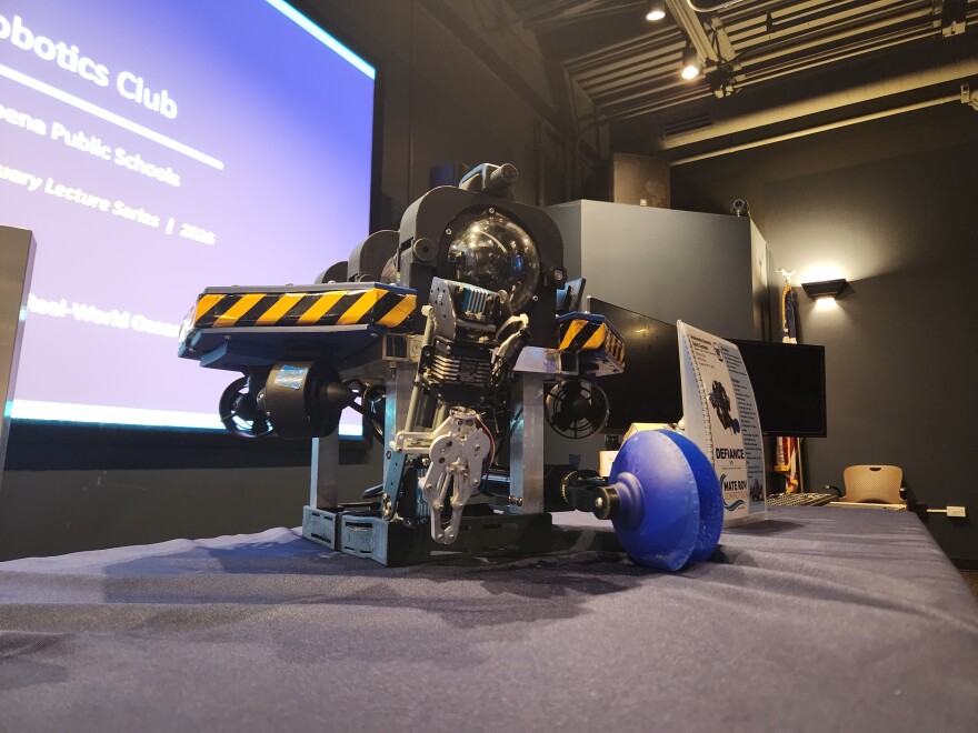 The Alpena Research Robotics team shares their robot that they will be bringing with them to the MATE world championship at the end of June at Thunder Bay National Marine Sanctuary (TBNMS) Great Lakes Maritime Heritage Center on May 22, 2026.