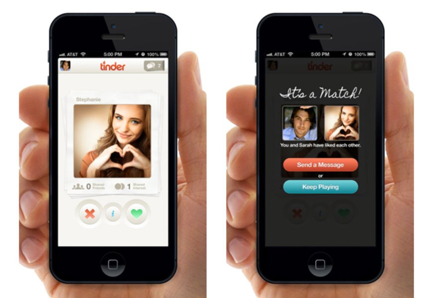 Tinder dating app on an iphone