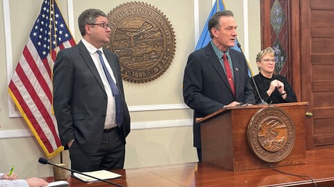 Gov. Rhoden takes questions during a press conference on Thursday, February 6.