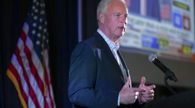 Sen. Ron Johnson, R-Wis., speaks to his supporters in the early morning hours at an election night party in Neenah, Wis., Wednesday, Nov. 9, 2022.