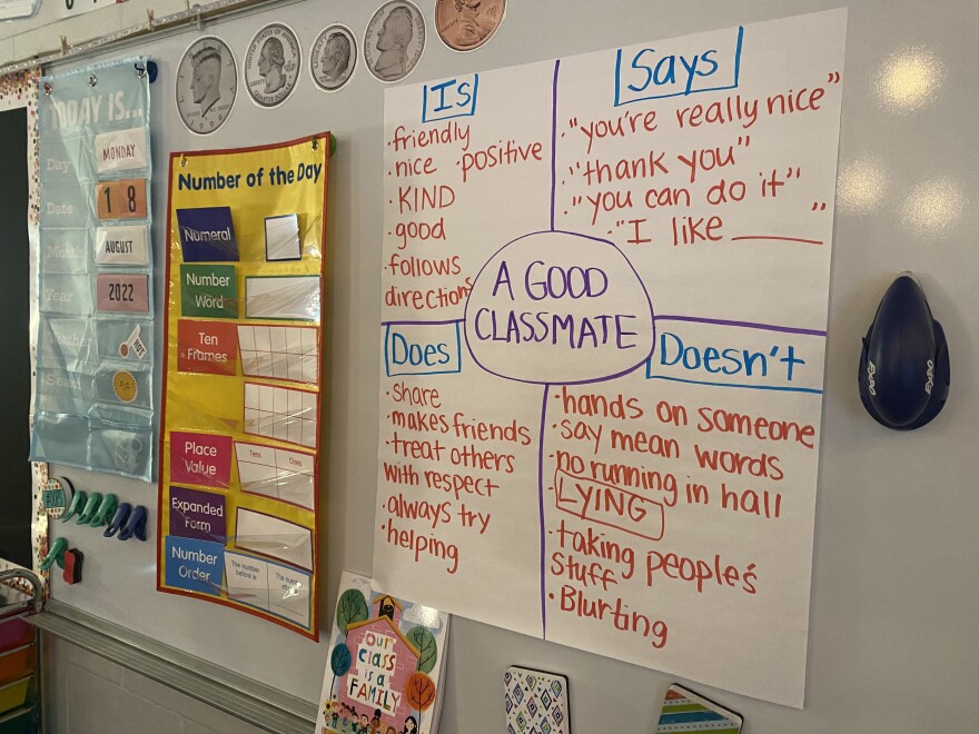 During the first week of school, second-graders in Kasey Curmode's class at Enterprise Elementary School talked about what makes a good classmate.