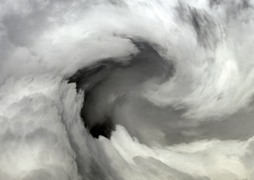 Blurred Whirlwind in Stormy Clouds