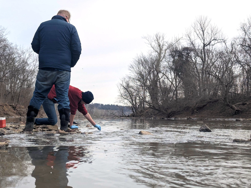 Water samples are taken from the Potomac River in Maryland in January. A massive pipe that moves millions of gallons of sewage ruptured and sent wastewater flowing into the Potomac River northwest of Washington, D.C.