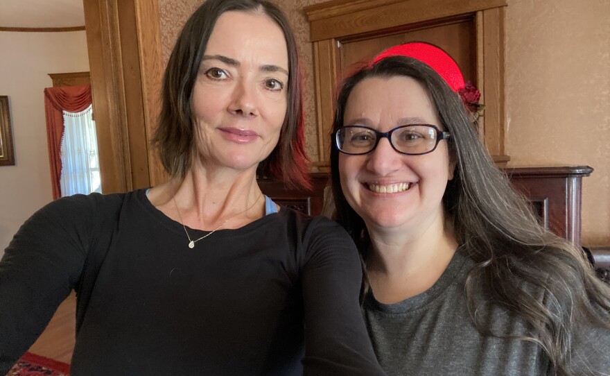 Rachel Hopkin (left) and Amy Pence at the Moore-Lindsay Historic House Museum