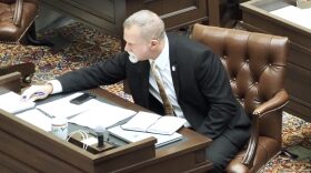 Sen. Warren Hamilton, R-McCurtain, reviews papers at his desk in the Senate chamber at the Oklahoma State Capitol on May 30, 2024, in Oklahoma City.