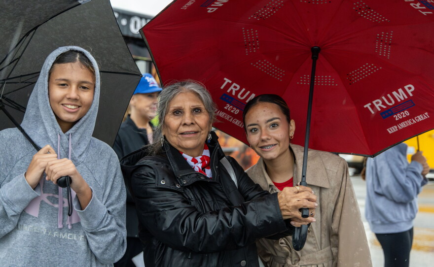 Attendees braved persistent rain at a Donald Trump Rally in Durant on Oct. 1, 2026.