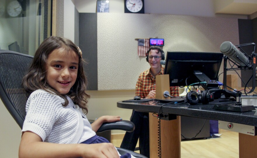 Ellie Suastez chats with Bill Radke at the KUOW studios.`