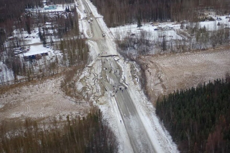 Vine Road near Wasilla after the magnitude after the magnitude 7.1 Anchorage earthquake on Nov. 30, 2018.