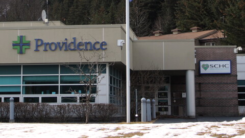Snow surrounds Providence Seward Medical Center on Saturday, Mar. 22, 2025 in Seward, Alaska.