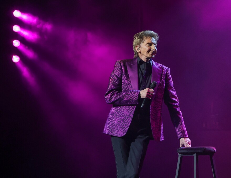 Barry Manilow looks on at his concert in Las Vegas on September 21.