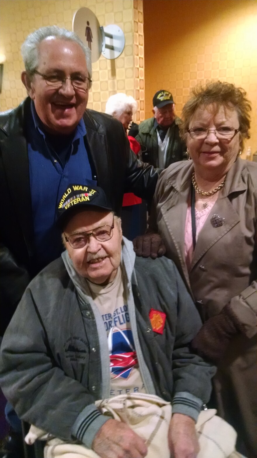 World War II veteran Otis Collins attended the special screening of "Unbroken" with daughter Brenda Welker and son-in-law Leroy Welker.