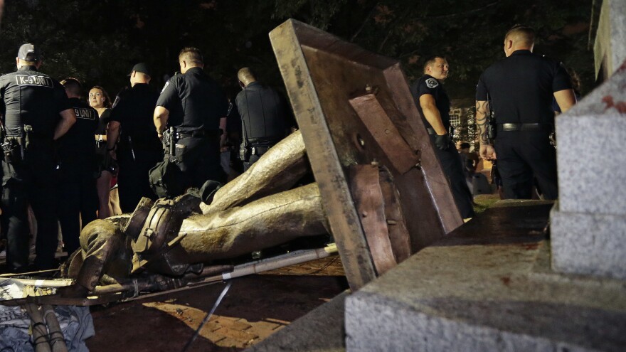 Silent Sam was toppled by protesters on the UNC campus in August 2018.