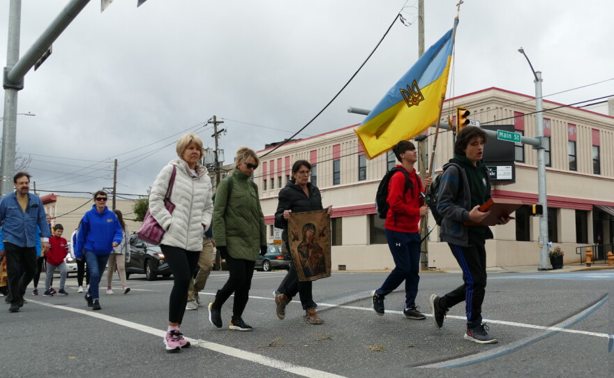 Walkers stroll between Ukrainian Catholic churches in Shenandoah and McAdoo to support Ukraine and honor their ancestors