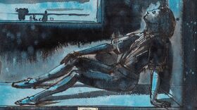 Eugene Berman's scene design for 'To Be or Not To Be' in 'Hamlet,' 1966. Watercolor and ink on paper.