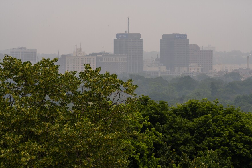  Hazy air lingers over Rochester in June 2023.