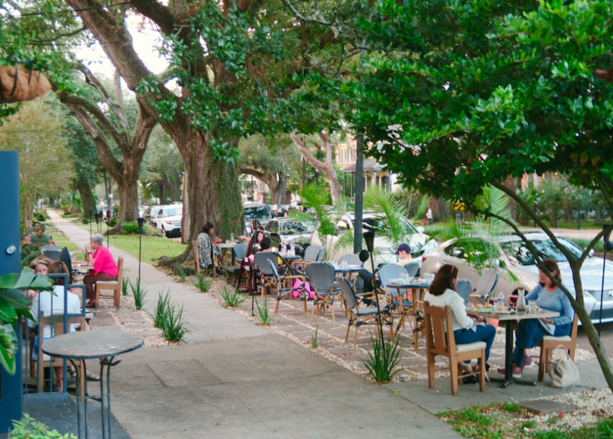 Outdoor dining at Lola's Restaurant in New Orleans.