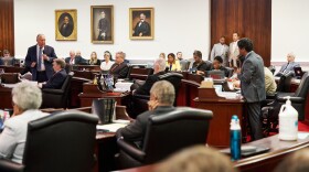 Senator Chaudhuri questions Senator Jackson on the state budget bill.