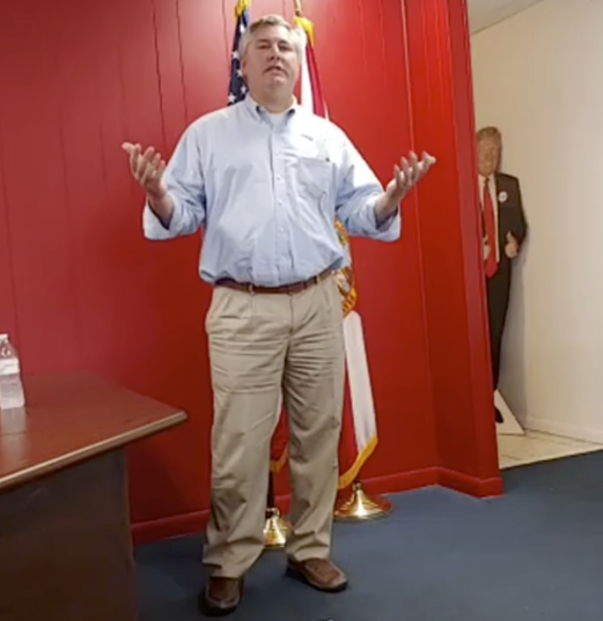 Panama City-based personal injury lawyer Bill Price explains his plan to move to Georgia and register to vote there at a Bay County GOP meeting that streamed live on Facebook on Nov. 7, 2020. 