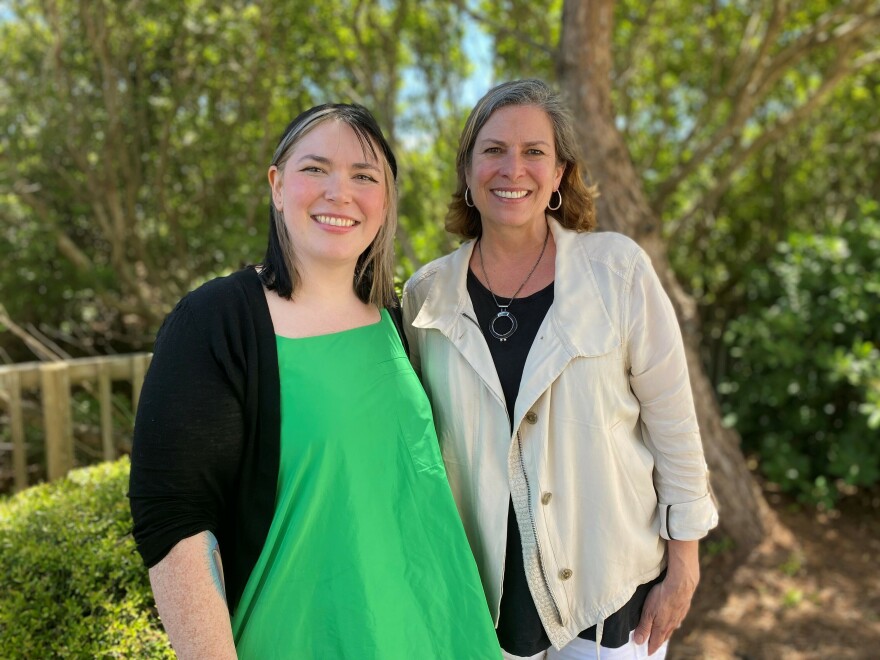 Cat Hadley (left) directs state programs for Patriotic Millionaires, and Erica Payne is the group's founder. Hadley says their goal is not just voter turnout, but also helping working-class constituents understand that "when you call your representative, your voice should matter and they work for you."