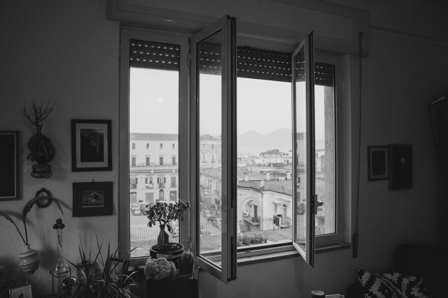 A view of Mount Vesuvius from Cipriano's living room in Naples.