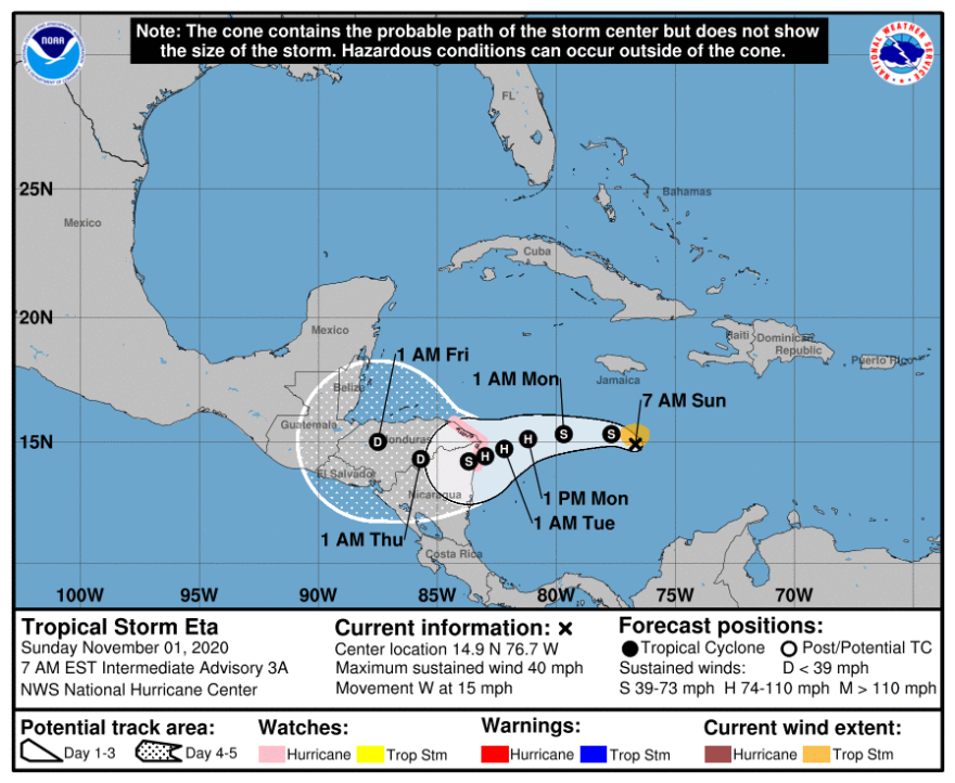 an image of tropical storm eta from the national hurricane center