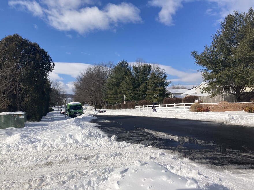 The sounds of snow shovels can be heard along Schaffer Drive, as Frederick County residents dig themselves out from beneath nine inches of snow.