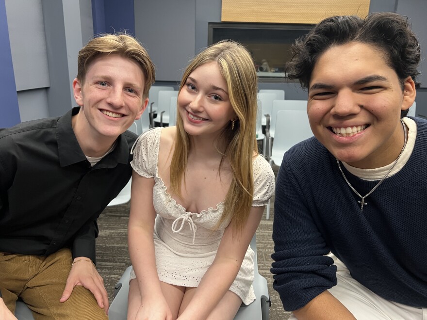 L to R: Luke Woodruff, Clara Sankey, and Christian Mendoza