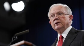 Attorney General Jeff Sessions speaks during a news conference to announce a criminal law enforcement action involving China, at the Department of Justice in Washington, Thursday, Nov. 1, 2018. Justice Department and FBI leaders announced criminal charges and an operation to thwart Chinese economic espionage. (AP Photo/Pablo Martinez Monsivais)