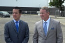 U.S. Sens. Bernie Moreno (left) and Jon Husted at an event in Columbus in August 2025.
