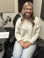 Ady Fergurson at the mic in NPR Illinois Studio F