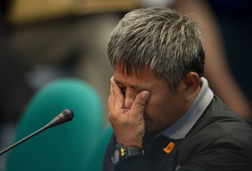 Former death squad member Edgar Matobato testifies during a Senate hearing in Manila on Thursday.