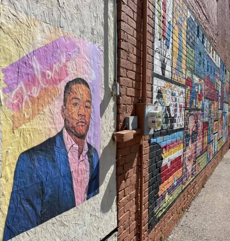 This photo purportedly shows the Jelani Day tribute painting that was briefly on display in Uptown Normal. This photo was posted in a public Facebook group called Save the Uptown Mural and Historic Buildings. It was credited to Kristin T.