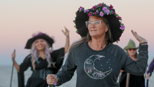 Ronda Maus of Suffolk at a dance practice with the group, the OV Sea Hags. The group, which started a year ago, is based on a group from Germany and celebrates sisterhood, community and raises money for charities.