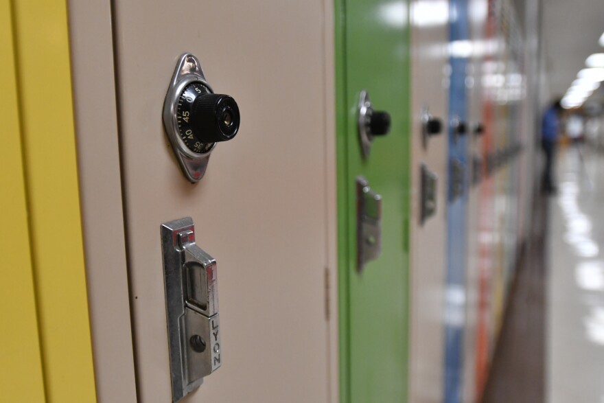 A school locker at Manual Technical School in Kansas City.