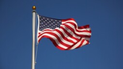 The flag of the united states of America flying.