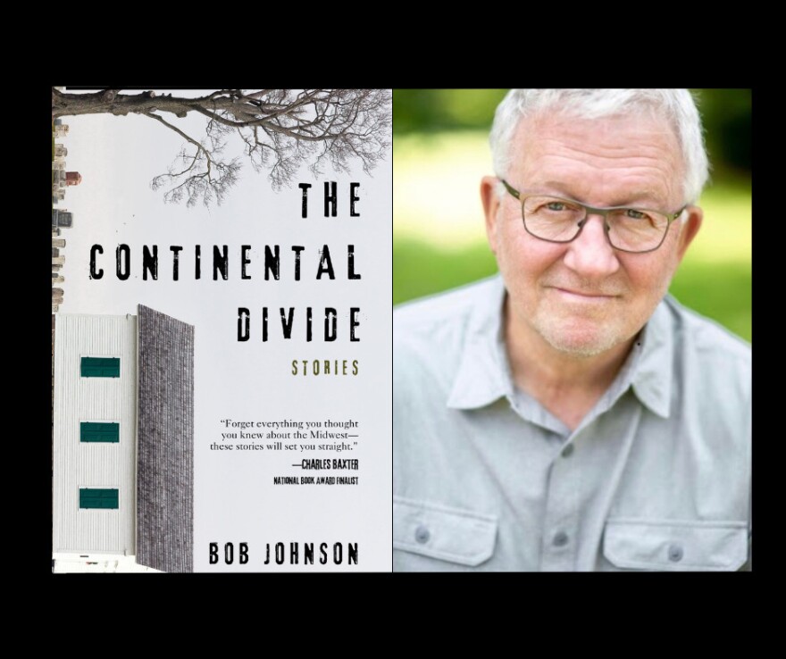 Writer Bob Johnson, of South Bend, with the cover of his first book, The Continental Divide: Stories. Johnson will host a reading and signing Feb. 18 at 7 p.m. at Fables Books in Goshen.