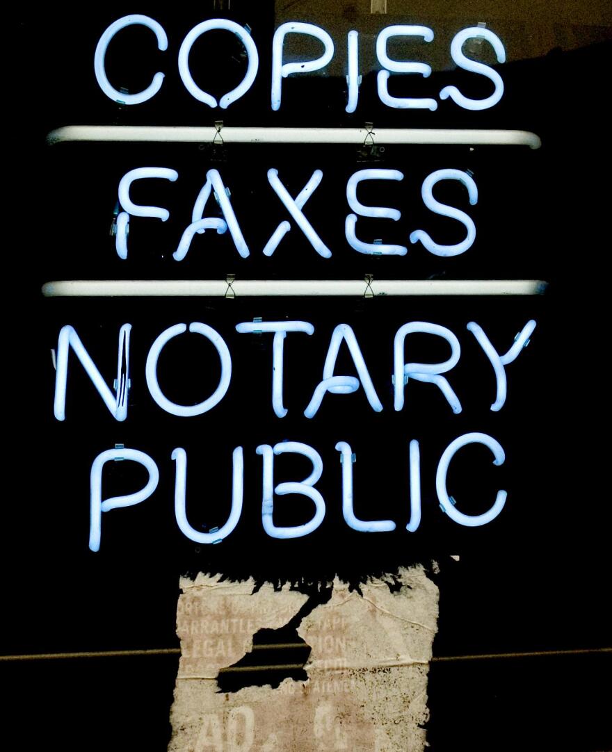  Copies, Faxes, Notary Public in neon blue