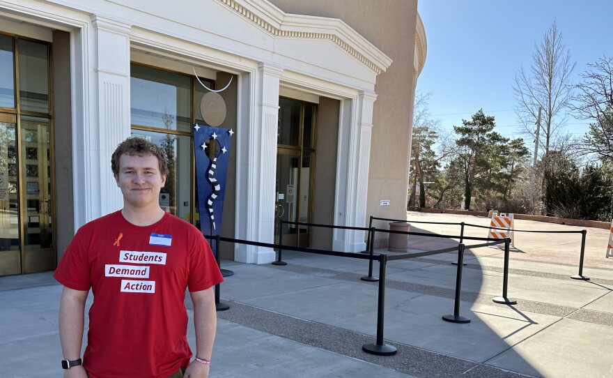 Bosque School student Wesley Crum at the New Mexico statehouse on Feb. 6, 2025.