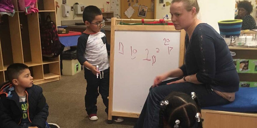 In Grand Rapids, teacher Sadie Kovach challenges 4-year-olds with a math problem.