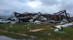 The remains of a tornado-damaged building in Alexandria, La., on Monday, after storms went through the Deep South and killed three people.