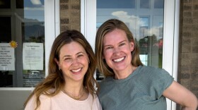 Heather Santos and Teresa Anderson-Myers, co-founders of SLC Pursuit Co., stand outside of East High School in Salt Lake City, July 20, 2026.