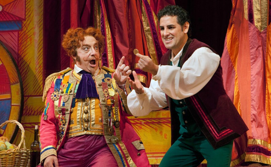 Alessandro Corbelli as Dr. Dulcamara and Juan Diego Flórez as Nemorino in Donizetti's "L'Elisir d'Amore."