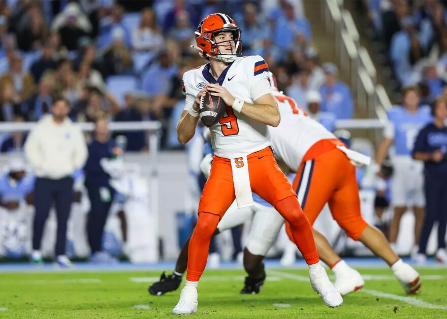 Syracuse quarterback Steve Angeli (9, White) fires a pass against North Carolina.