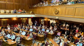 More than 100 Hoosiers crowded the Indiana House chamber and Statehouse hallways for a hearing on redistricting. (
