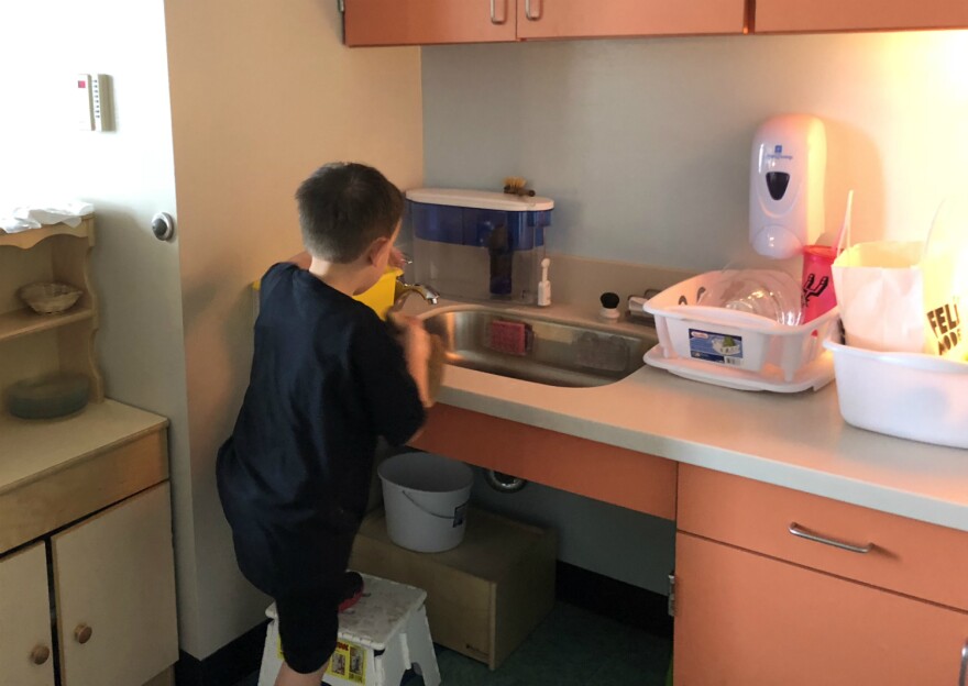 As part of the Montessori model, Steele teaches its students how to do every day tasks like wash their hands and clean dishes.